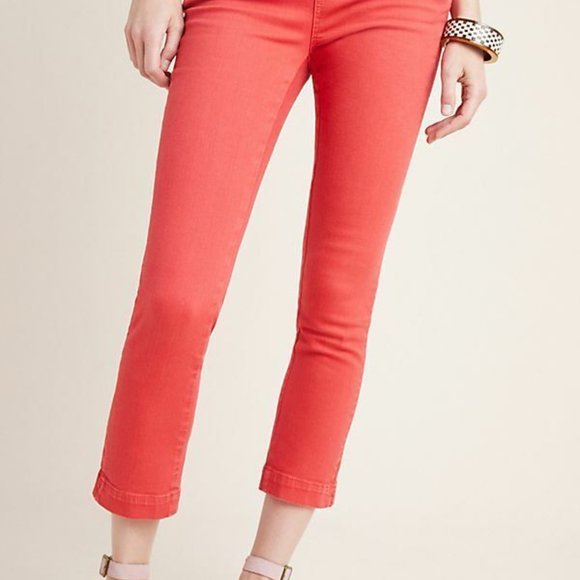 NWT Anthropologie Pilcro High-Rise Demin Legging Capri in Watermelon - 28/Sz 6 - Picture 4 of 11